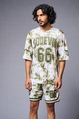 Go Devil 66 Printed White & GreenTie Dye Co-ord Set for Men - Go Devil