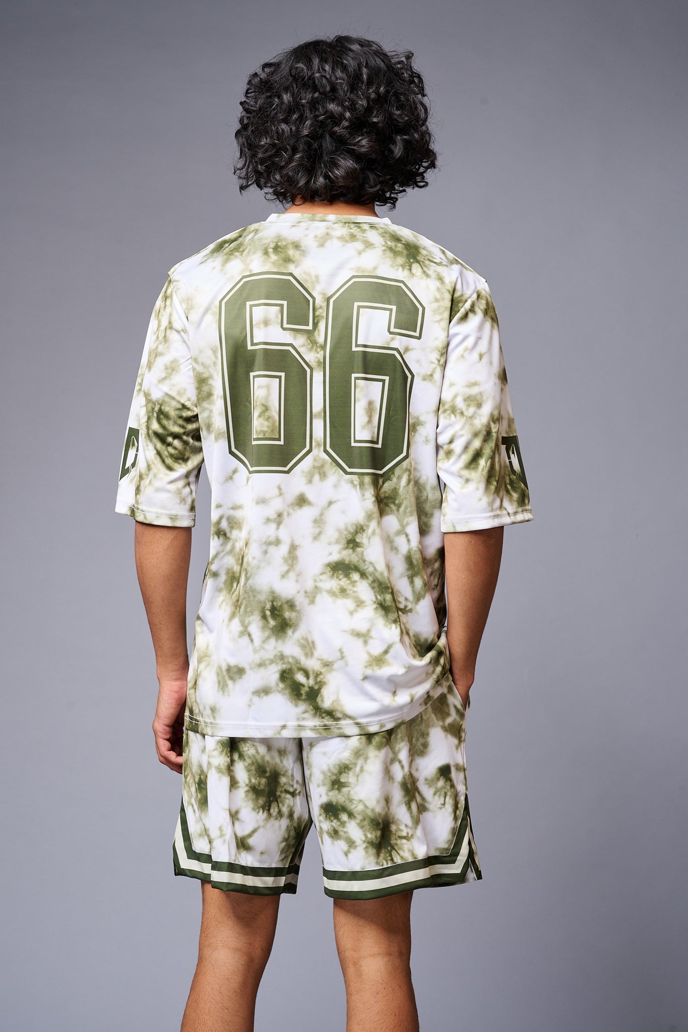 Go Devil 66 Printed White & GreenTie Dye Co-ord Set for Men - Go Devil