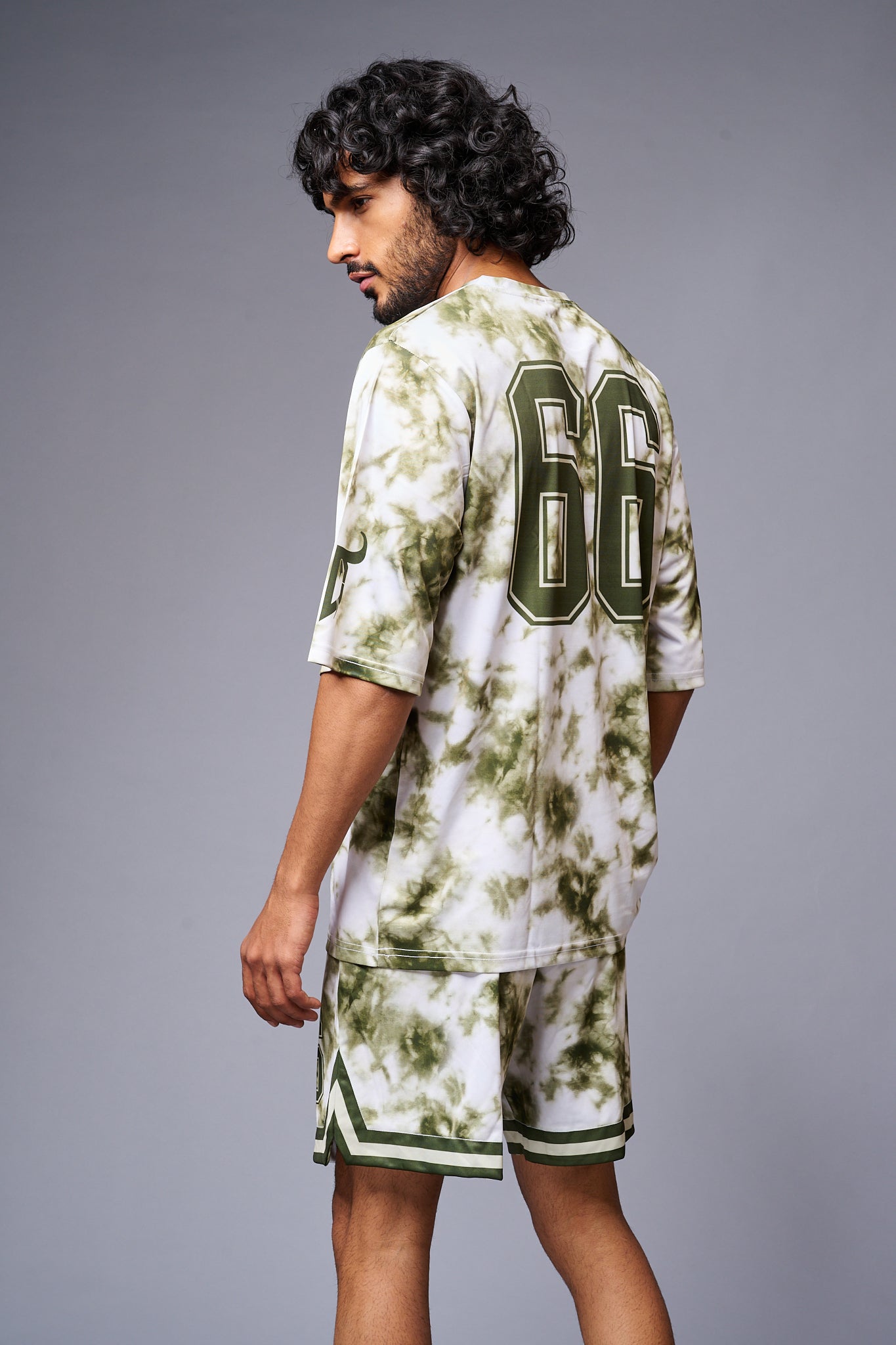 Go Devil 66 Printed White & GreenTie Dye Co-ord Set for Men - Go Devil