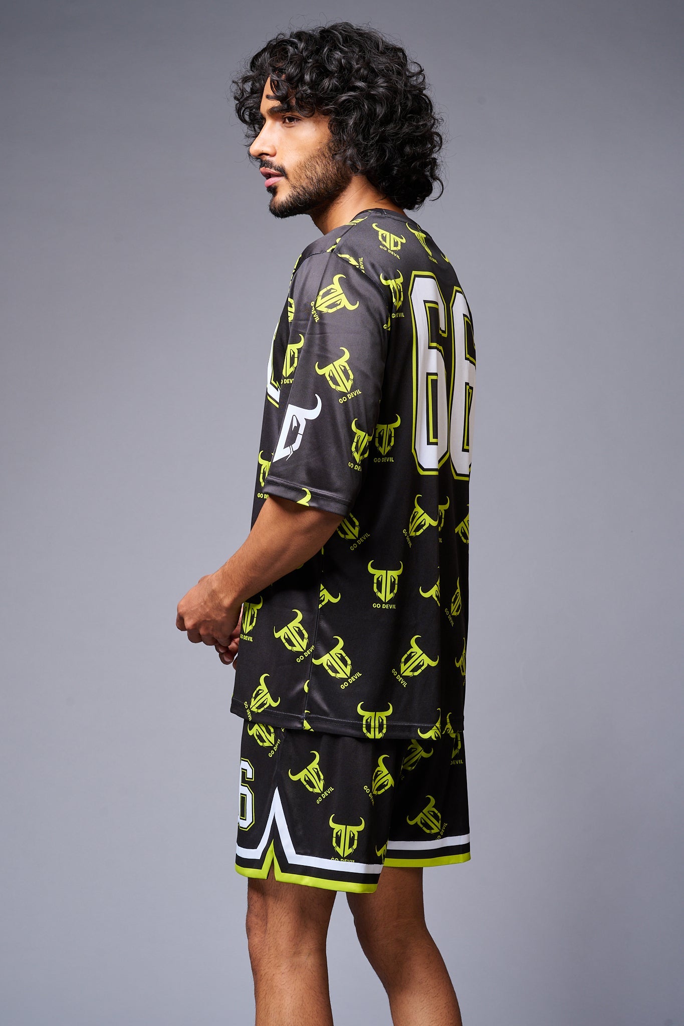 Go Devil 66 with Logo Printed in Green & White Co-ord Set for Men - Go Devil