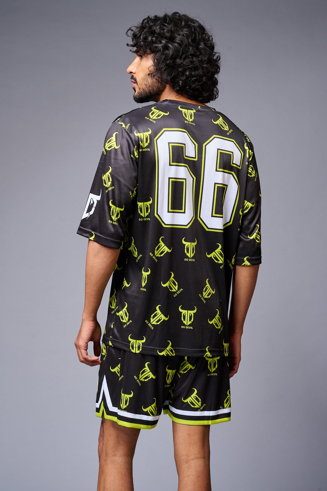 Go Devil 66 with Logo Printed in Green & White Co-ord Set for Men - Go Devil