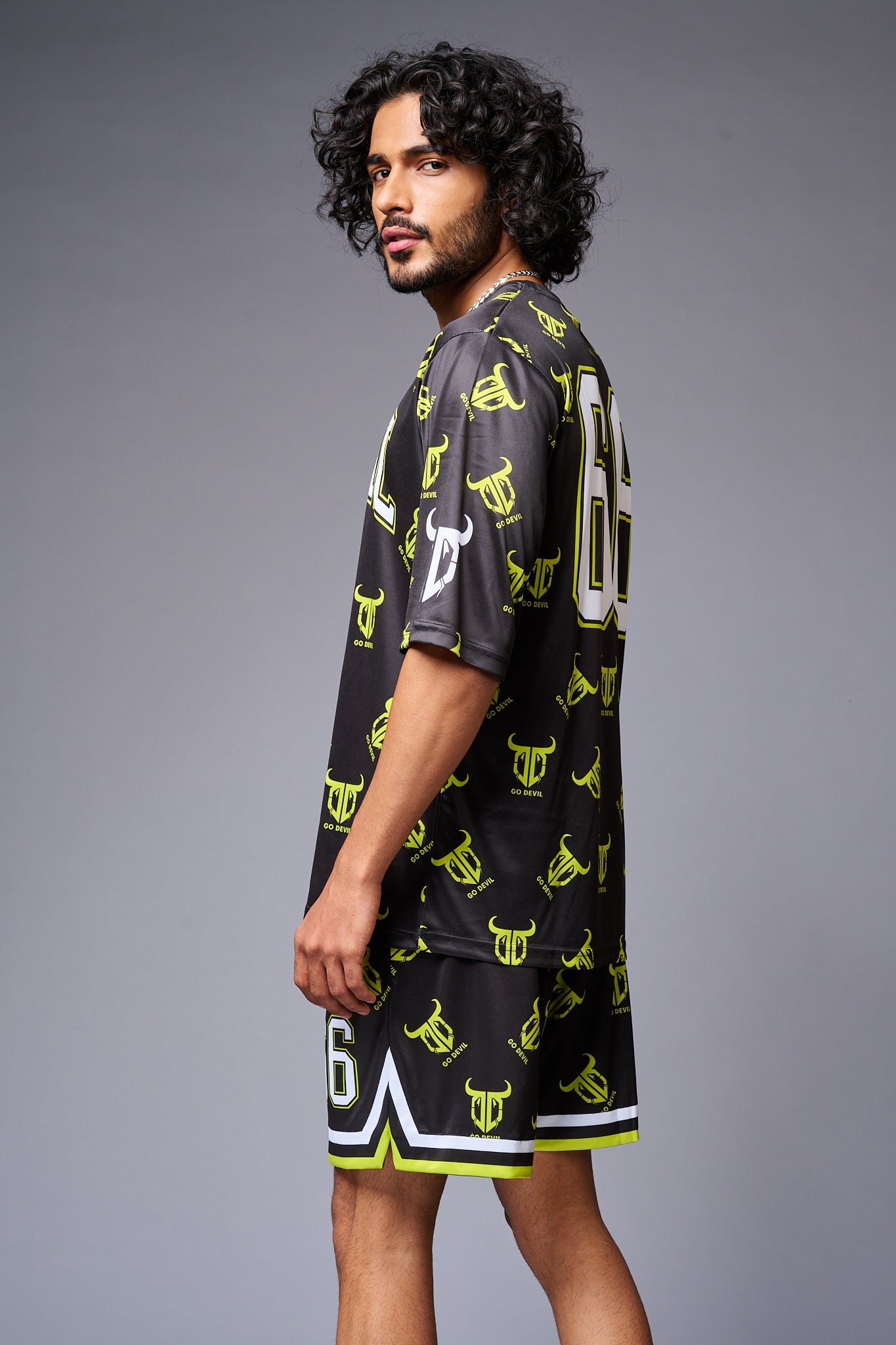 Go Devil 66 with Logo Printed in Green & White Co-ord Set for Men - Go Devil