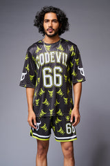 Go Devil 66 with Logo Printed in Green & White Co-ord Set for Men - Go Devil