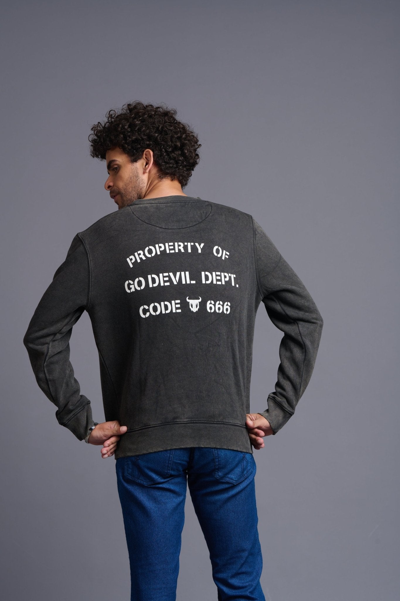 Go Devil Dept. Printed Black Sweatshirt for Men - Go Devil