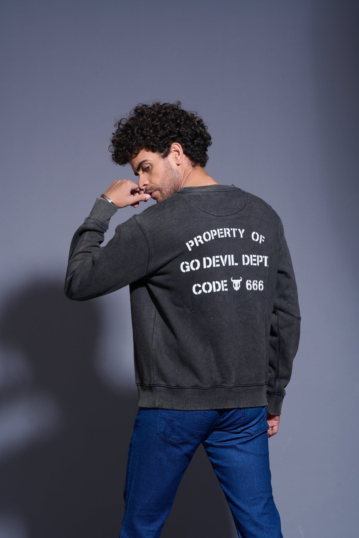 Go Devil Dept. Printed Black Sweatshirt for Men - Go Devil