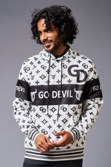 Go Devil Logo Printed Black & White Hoodie for Men - Go Devil