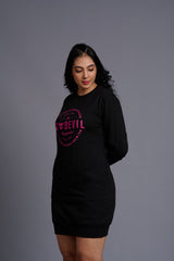 Go Devil Originals (in Pink) Printed Black Sweatdress for Women - Go Devil