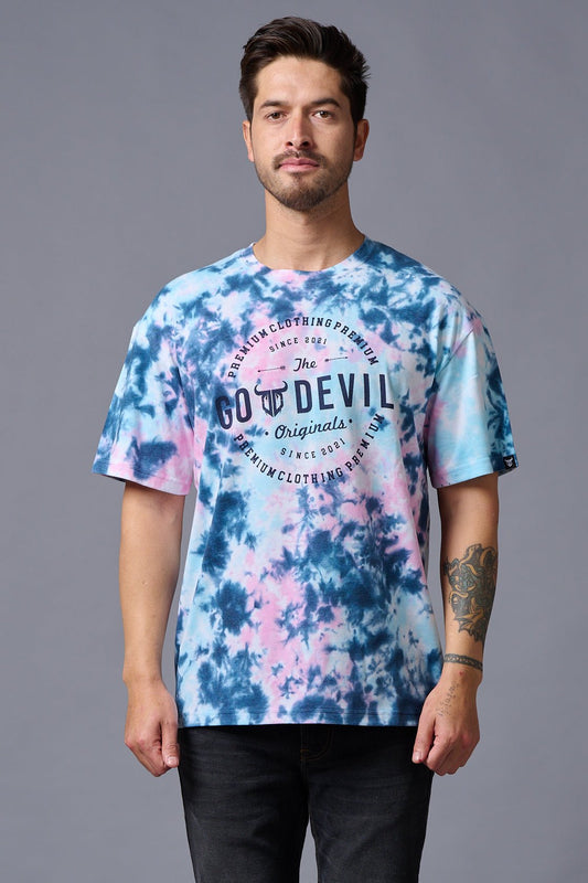 Go Devil Originals (in Stamp) Printed Tye die Oversized T-Shirt for Men - Go Devil