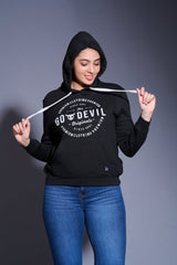 Go Devil Originals (in White) Printed Black Hoodie for Women - Go Devil