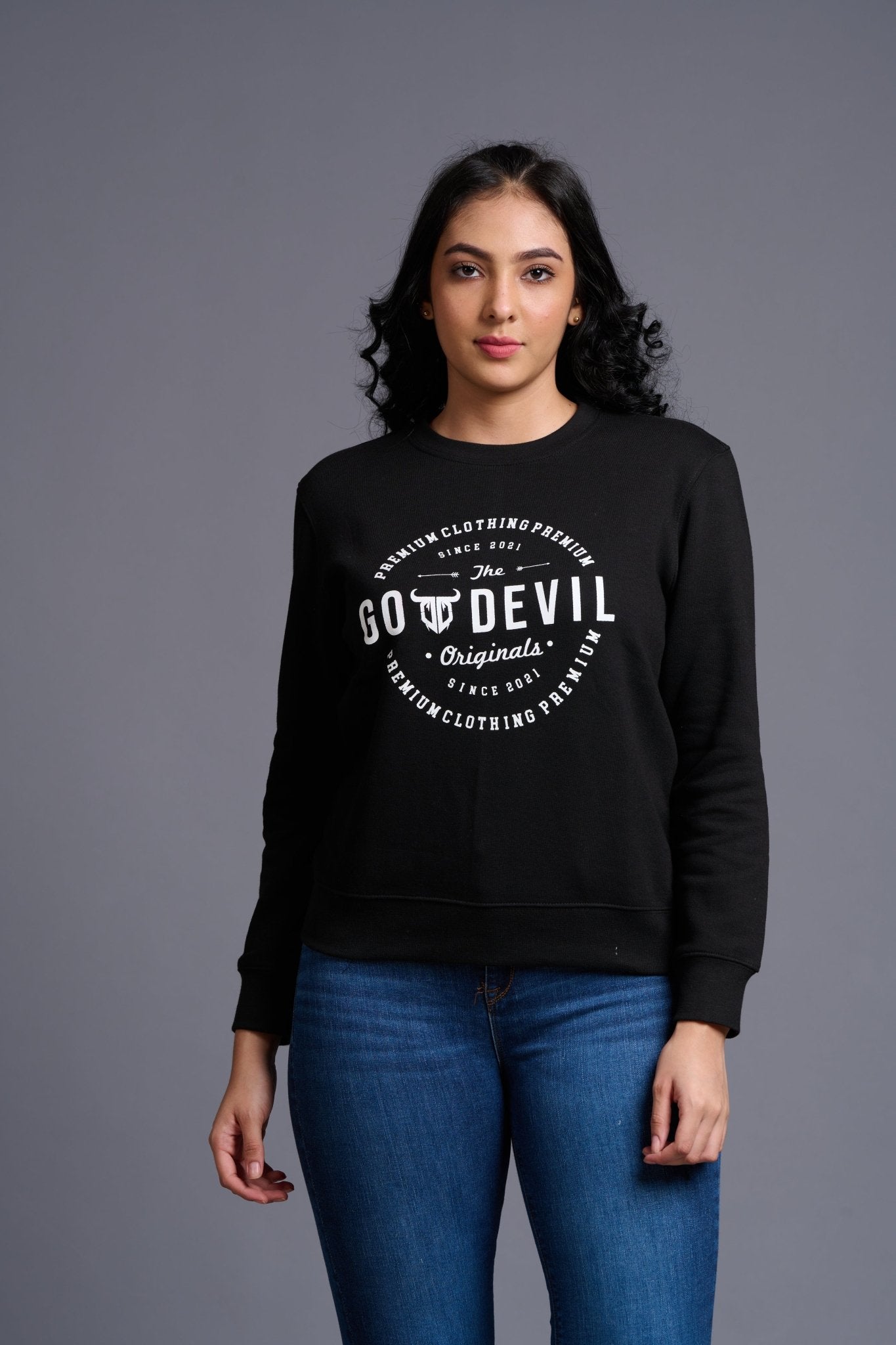 Go Devil Originals Printed Black Sweatshirt for Women - Go Devil