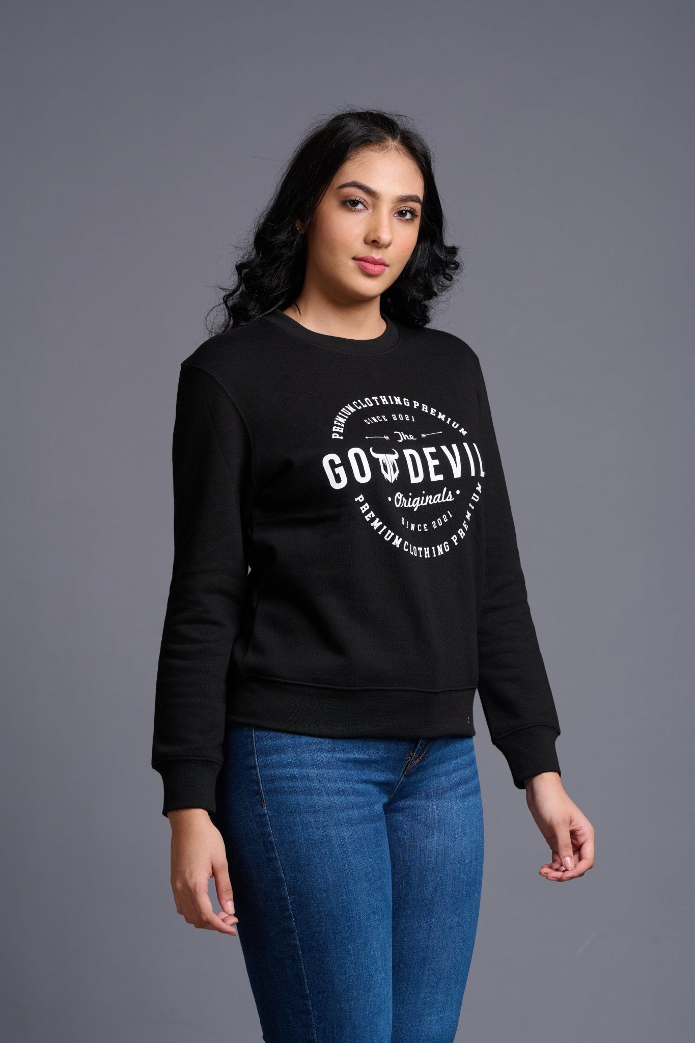Go Devil Originals Printed Black Sweatshirt for Women - Go Devil