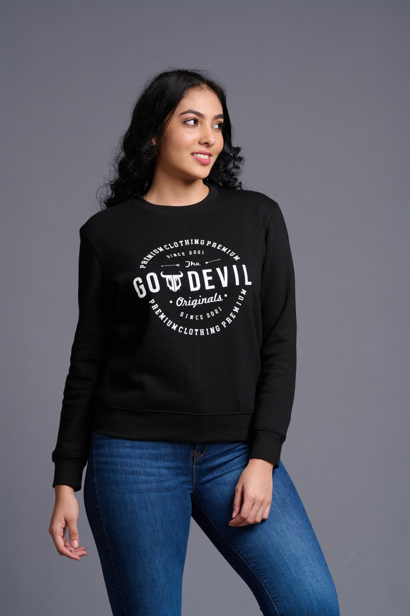 Go Devil Originals Printed Black Sweatshirt for Women - Go Devil