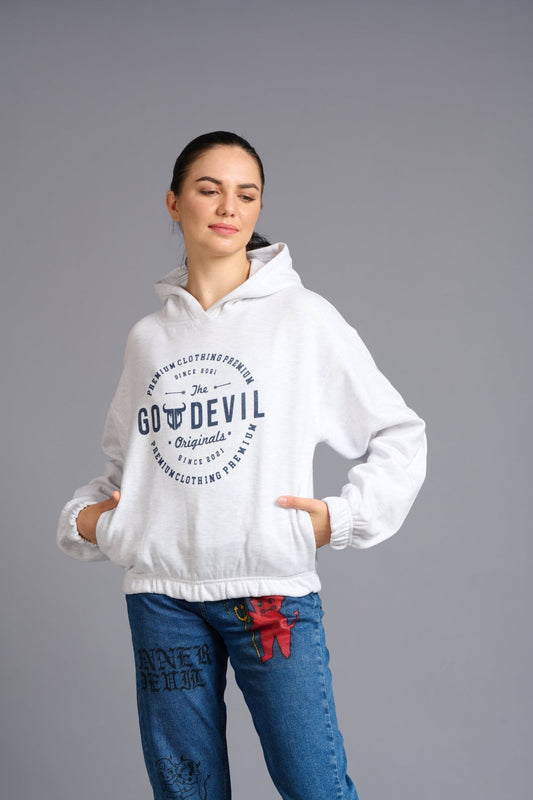 Go Devil Originals Printed Grey Hoodie for Women - Go Devil