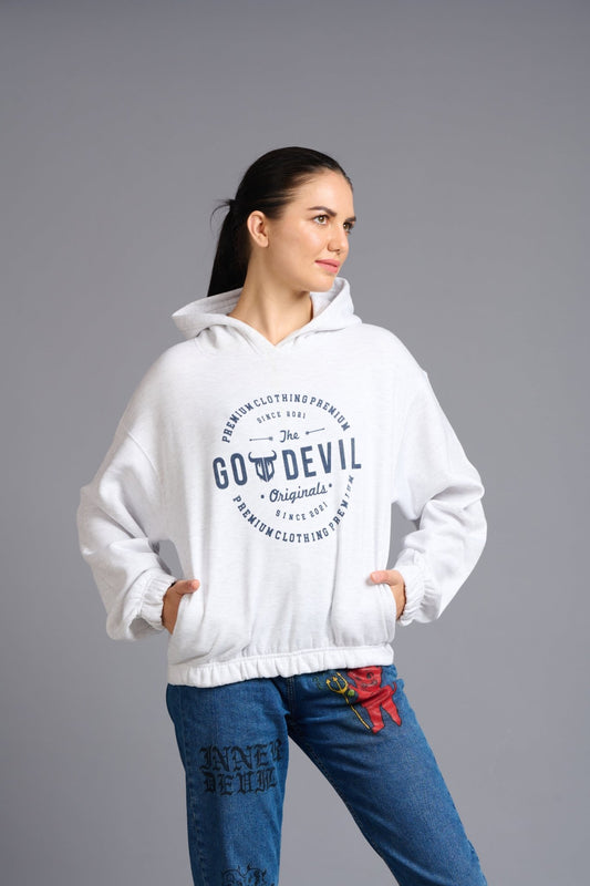 Go Devil Originals Printed Grey Hoodie for Women - Go Devil