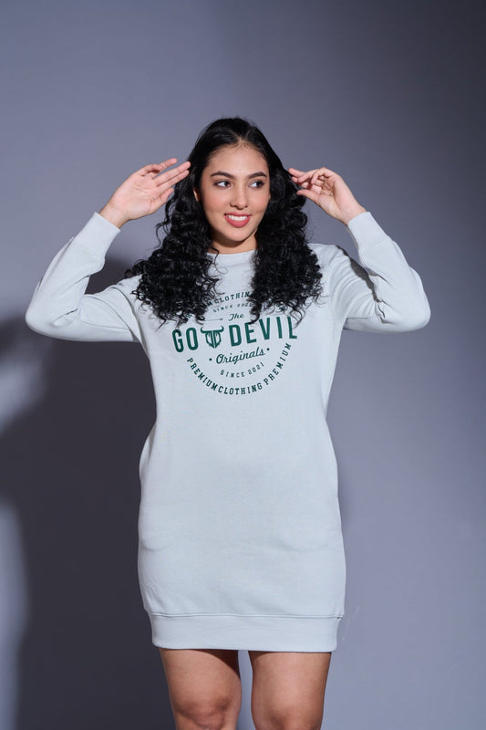 Go Devil Originals Printed Grey Sweatdress for Women - Go Devil