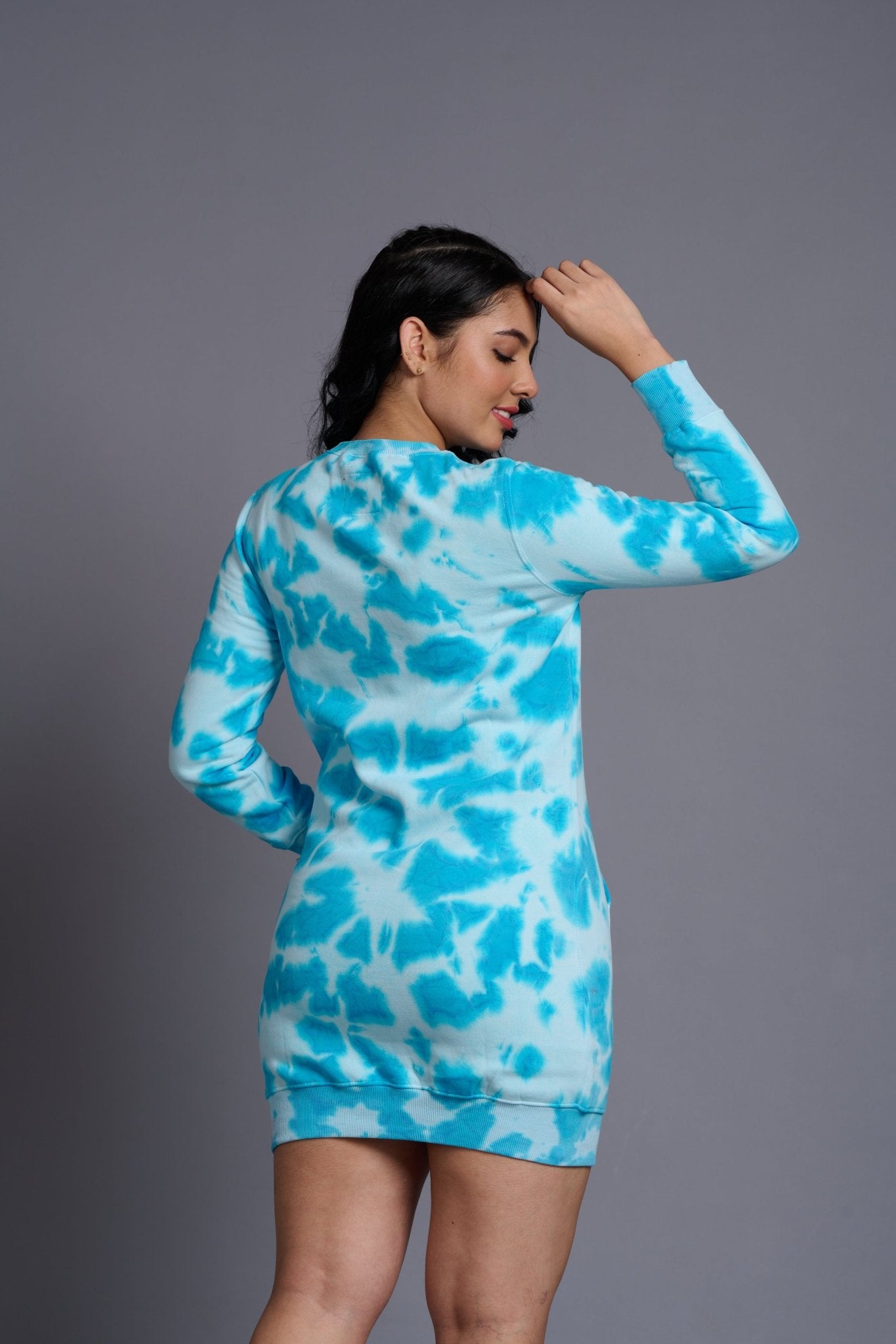 Go Devil Originals Printed Sky Blue Sweatdress for Women - Go Devil