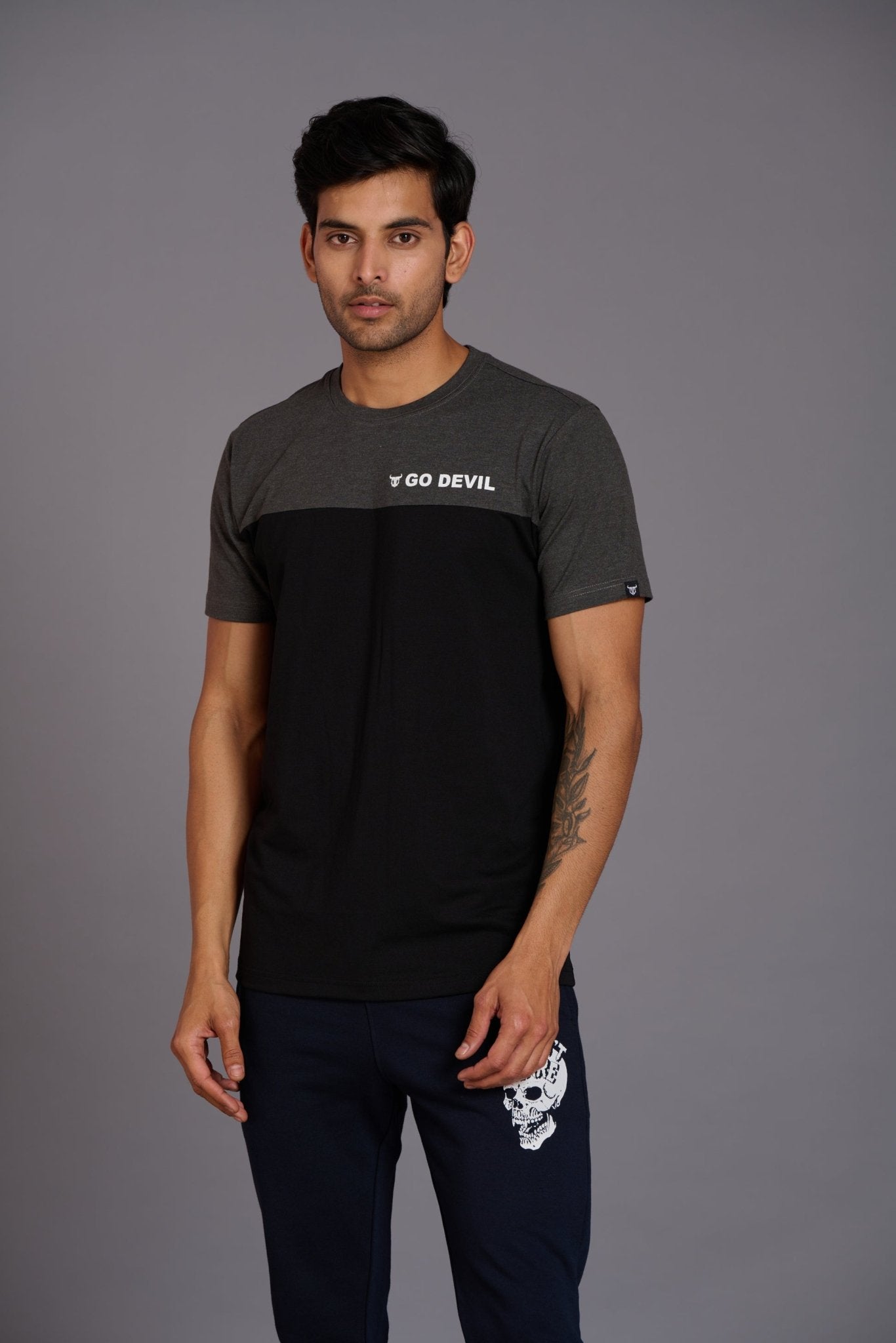 Go Devil Printed Black & Grey Color T-Shirt for Men - Go Devil