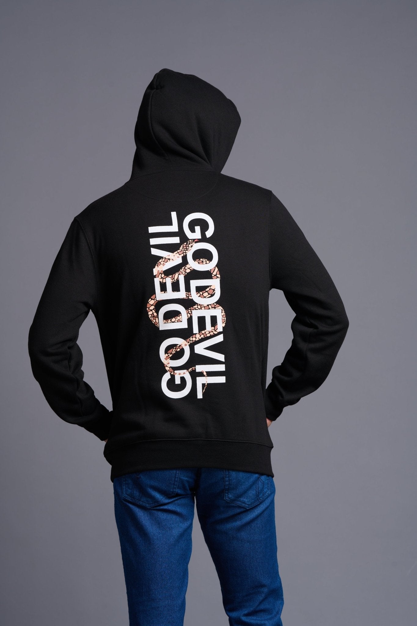 Go Devil Printed Black Hoodie for Men - Go Devil