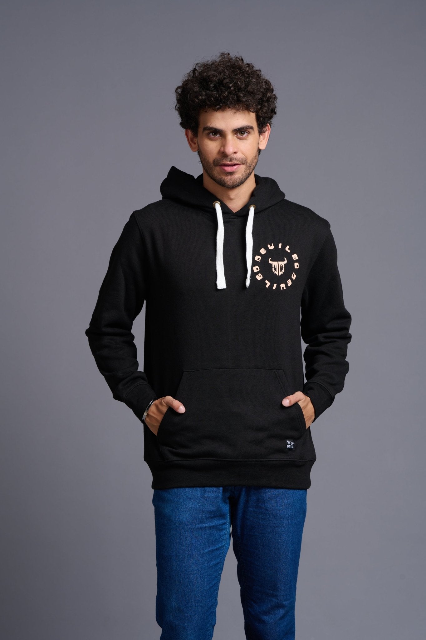 Go Devil Printed Black Hoodie for Men - Go Devil