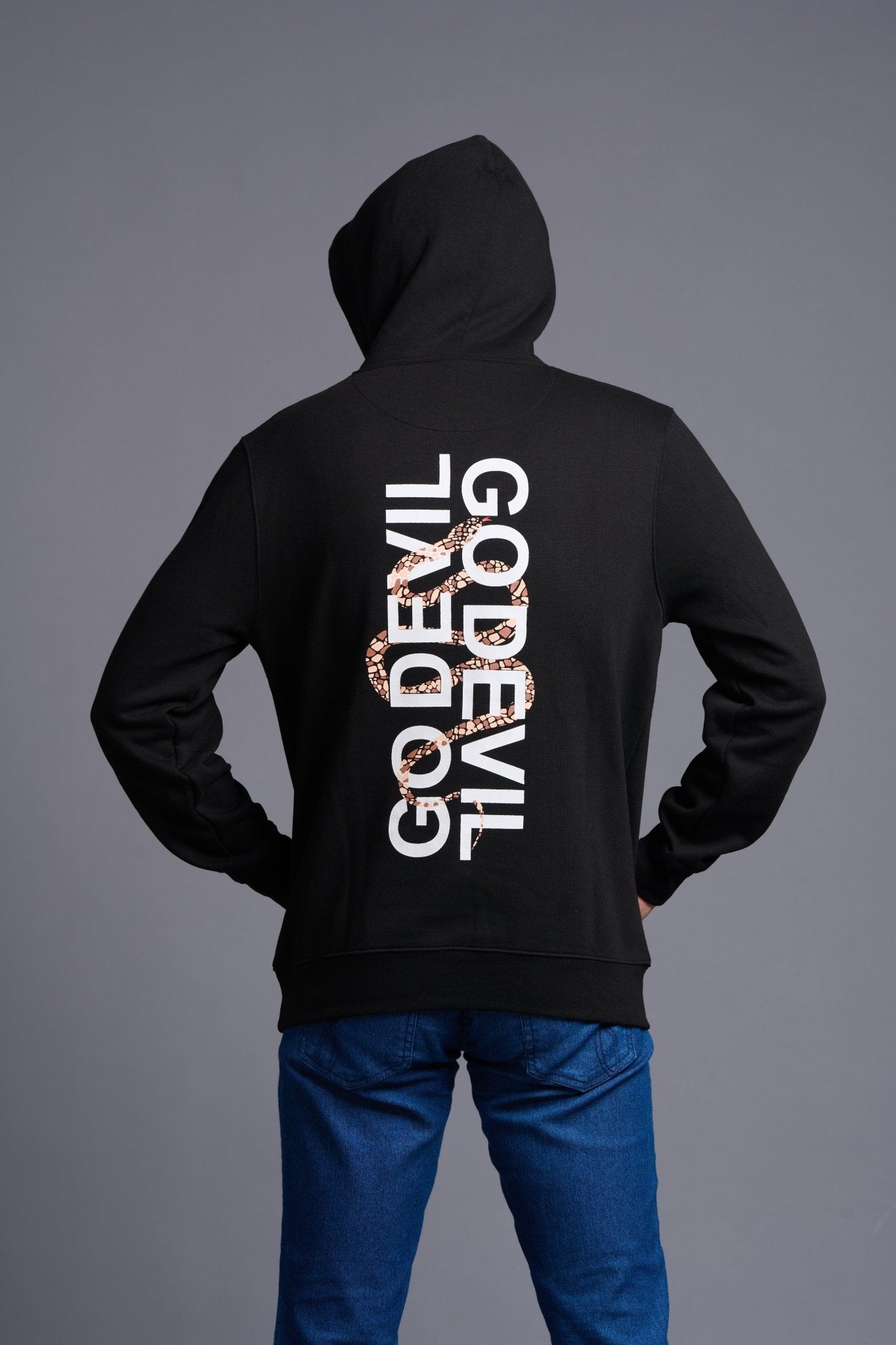 Go Devil Printed Black Hoodie for Men - Go Devil