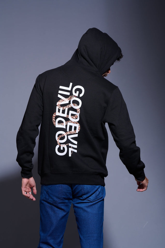 Go Devil Printed Black Hoodie for Men - Go Devil