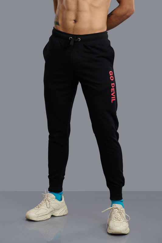 Go Devil Printed Black Joggers for Men - Go Devil