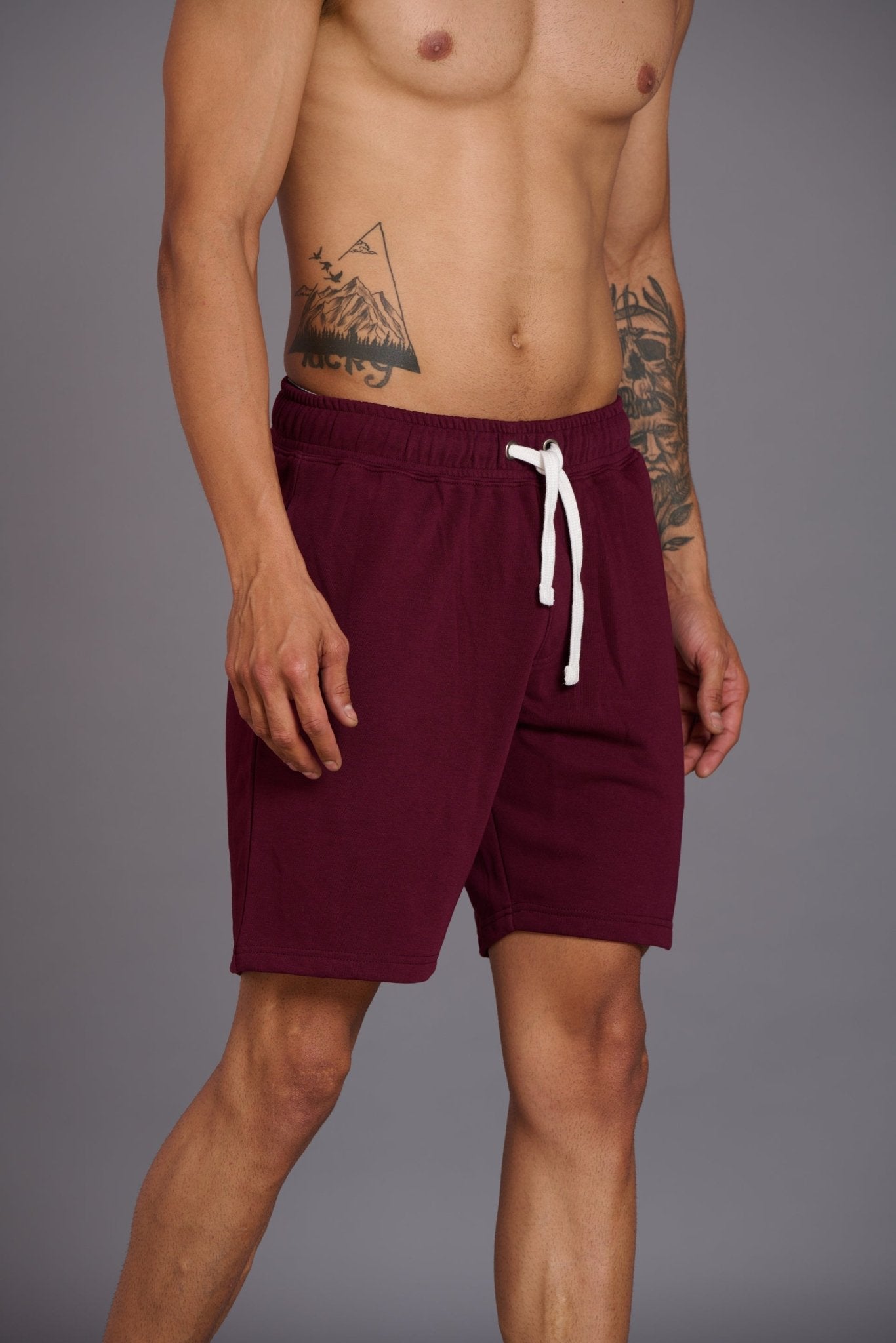 Go Devil Printed Burgundy Shorts for Men - Go Devil