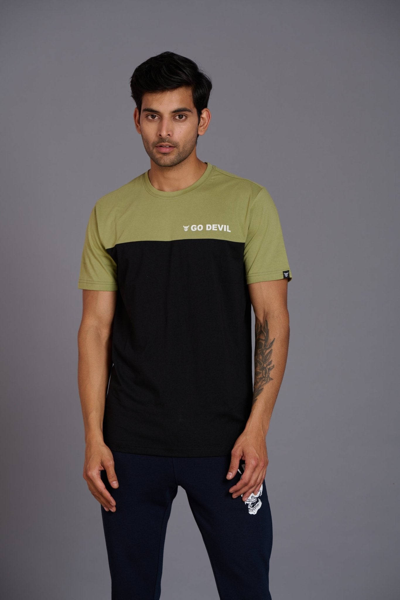 Go Devil Printed Green & Black T-Shirt for Men - Go Devil
