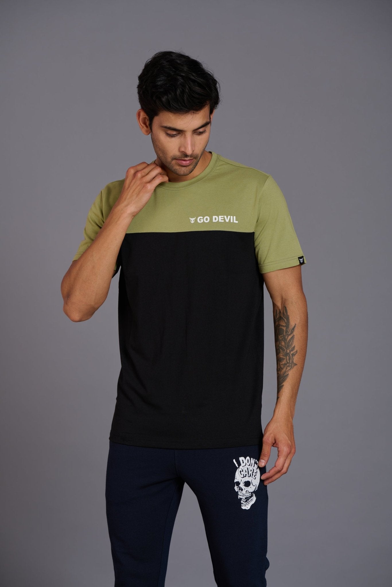 Go Devil Printed Green & Black T-Shirt for Men - Go Devil