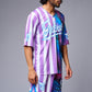 Go Devil Printed Stripe Pink & Blue Co-ord Set for Men - Go Devil
