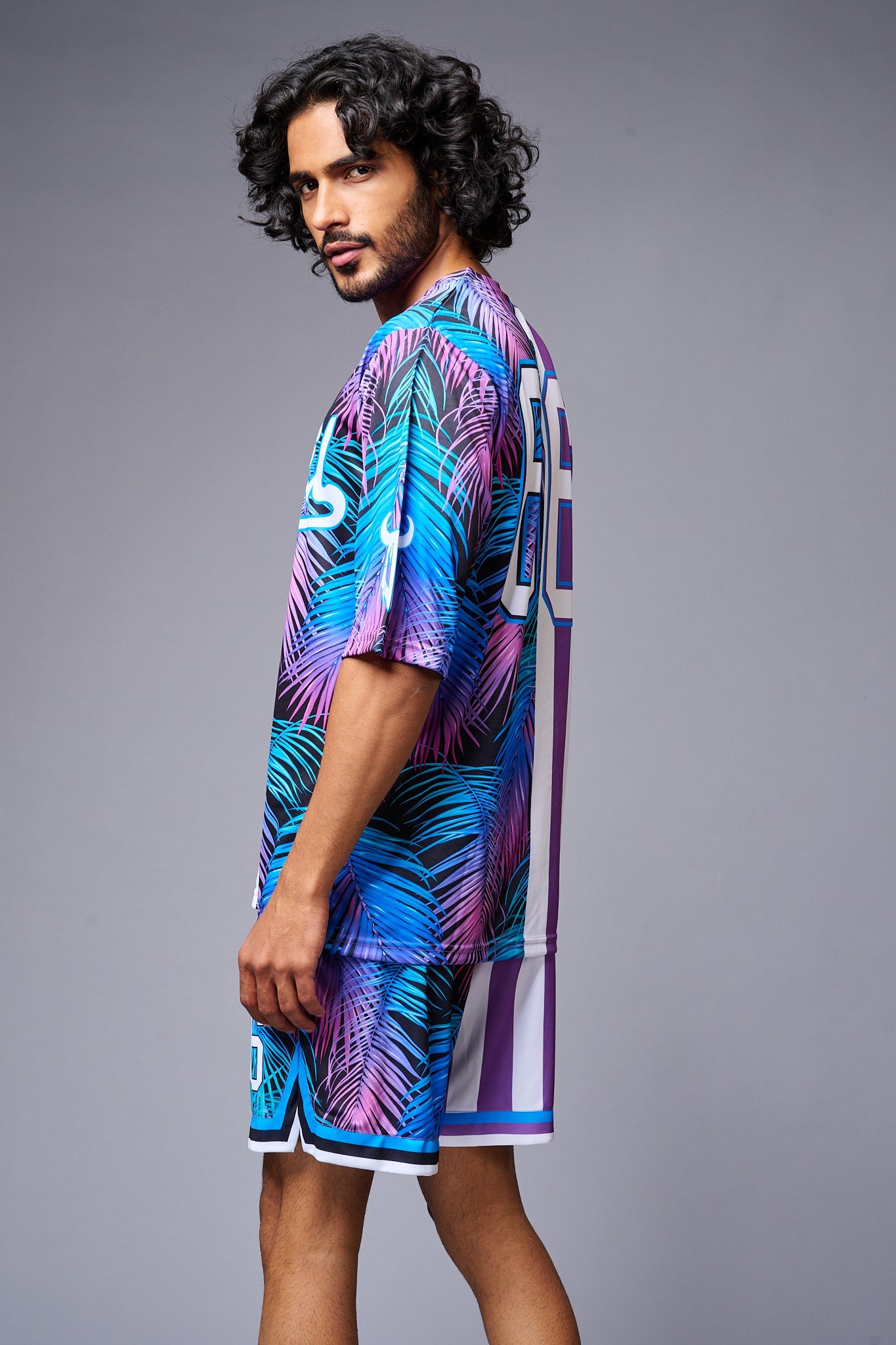 Go Devil Printed Stripe Pink & Blue Co-ord Set for Men - Go Devil