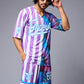 Go Devil Printed Stripe Pink & Blue Co-ord Set for Men - Go Devil