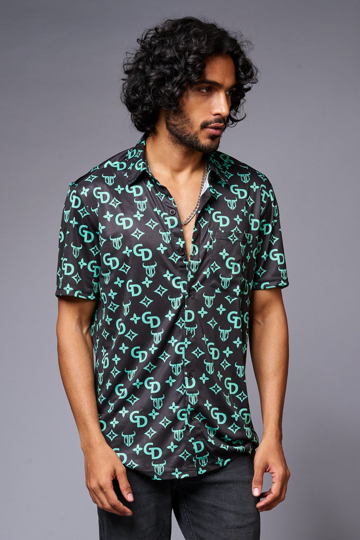 Go Devil with Logo (in Green) Printed Black Shirt for Men - Go Devil