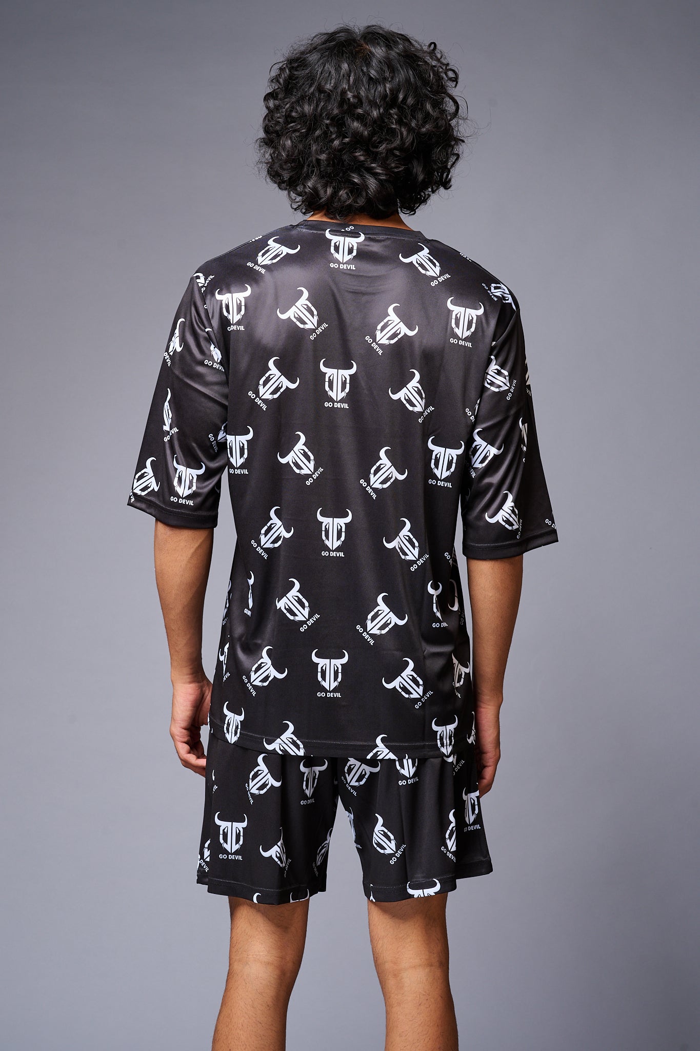 Go Devil With Logo Printed Black Co-ord Set for Men - Go Devil