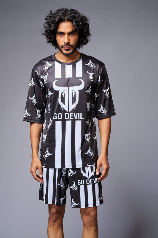 Go Devil With Logo Printed Black Co-ord Set for Men - Go Devil 1365