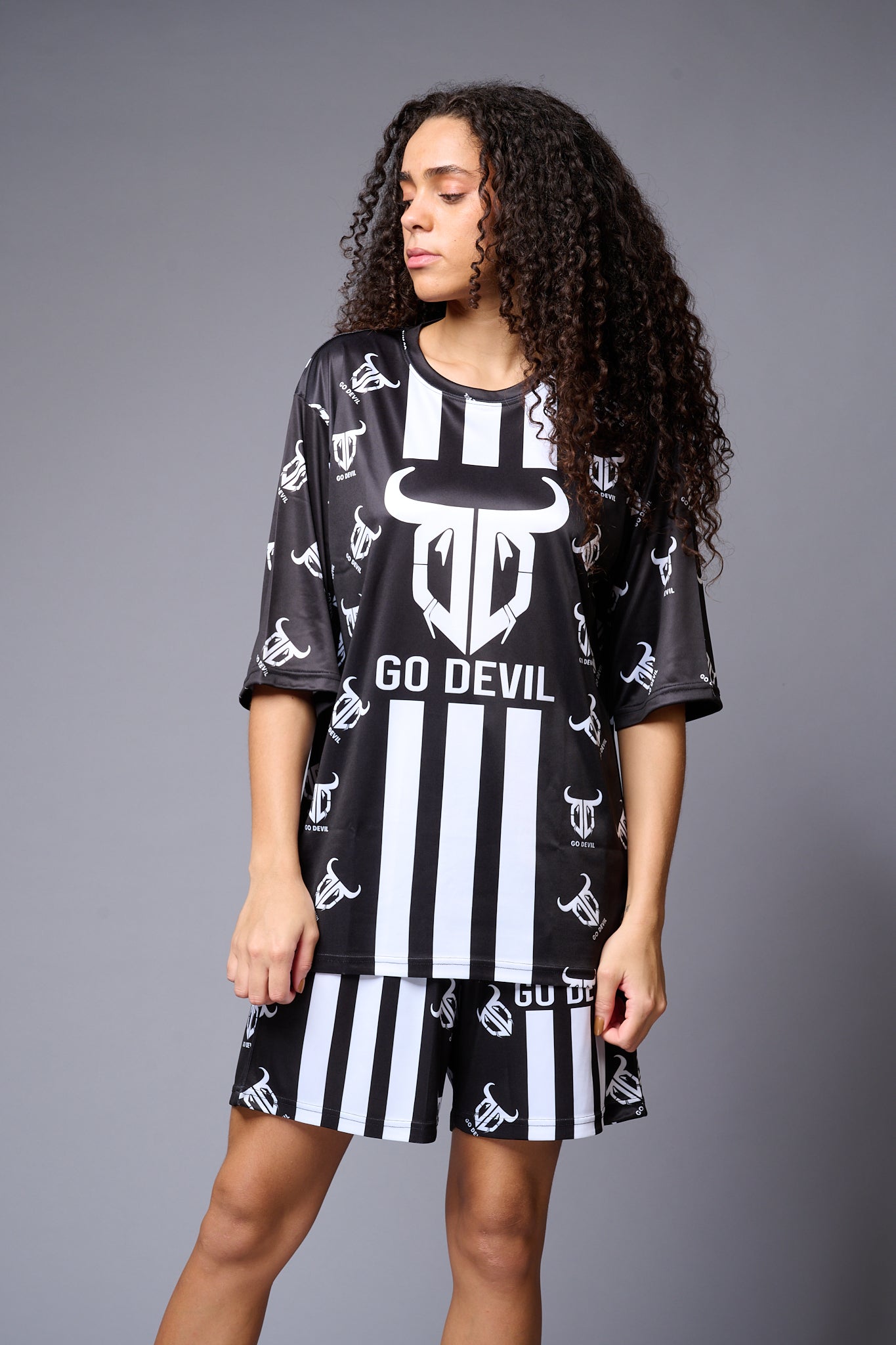 Go Devil (with Logo) Printed Black Co-ord Set for Women - Go Devil