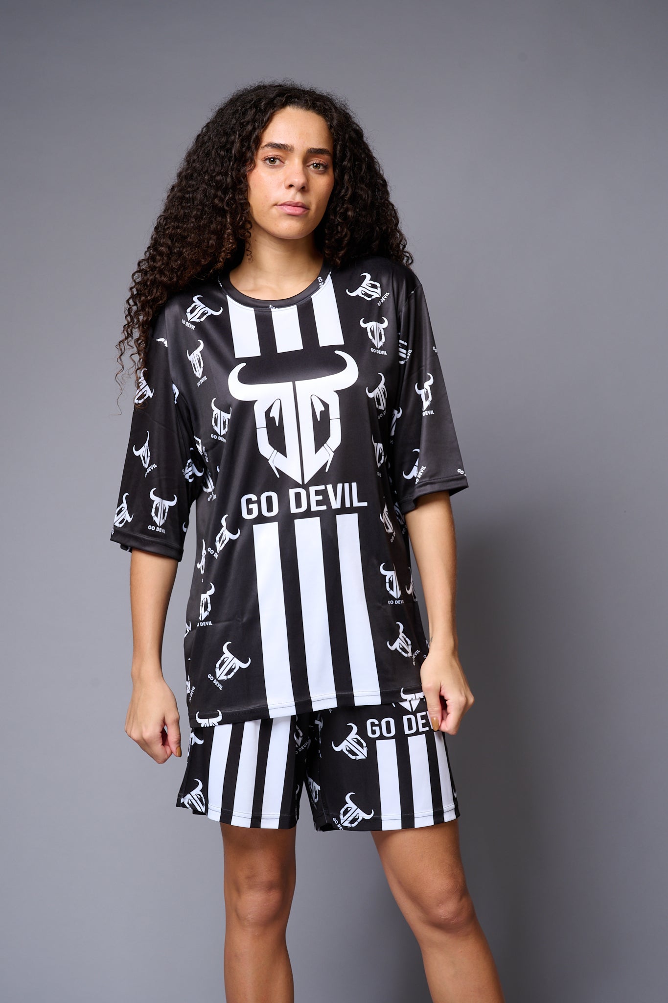 Go Devil (with Logo) Printed Black Co-ord Set for Women - Go Devil