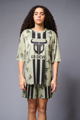 Go Devil (with Logo) Printed Sage Green Co-ord Set for Women - Go Devil