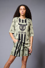 Go Devil (with Logo) Printed Sage Green Co-ord Set for Women - Go Devil