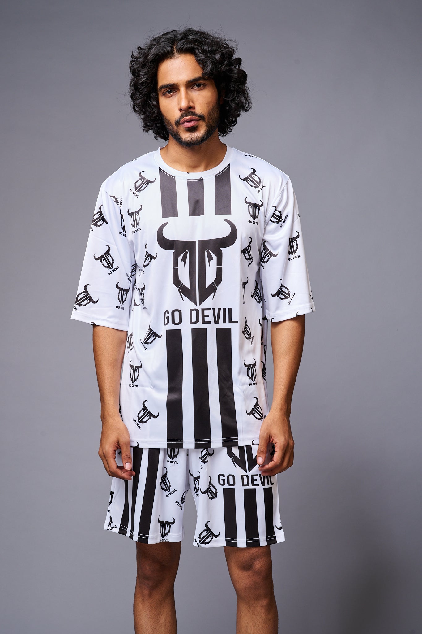 Go Devil With Logo Printed White Co-ord Set for Men - Go Devil