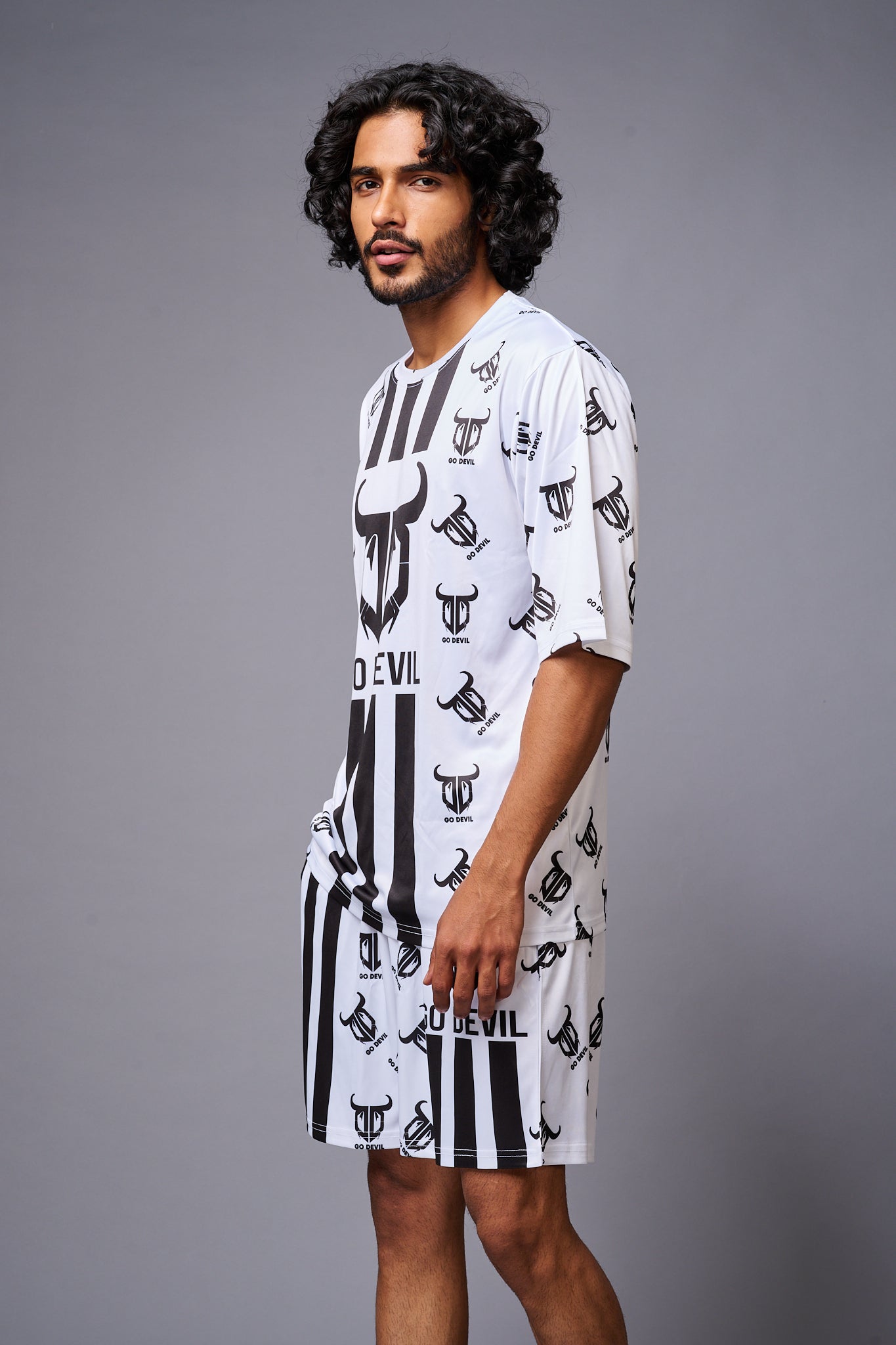 Go Devil With Logo Printed White Co-ord Set for Men - Go Devil