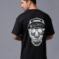#Go Devil With Skull (in White) Printed Black Oversized T-Shirt for Men - Go Devil