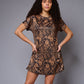 Golden Paisely Design Printed Black Dress Dresses for Women - Go Devil