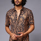 Golden Paisely Design Printed Black Shirt for Men - Go Devil