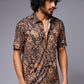Golden Paisely Design Printed Black Shirt for Men - Go Devil