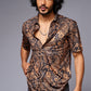 Golden Paisely Design Printed Black Shirt for Men - Go Devil