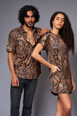 Golden Paisely Design Printed Couples Coord - Go Devil
