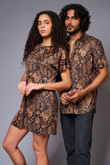 Golden Paisely Design Printed Couples Coord - Go Devil
