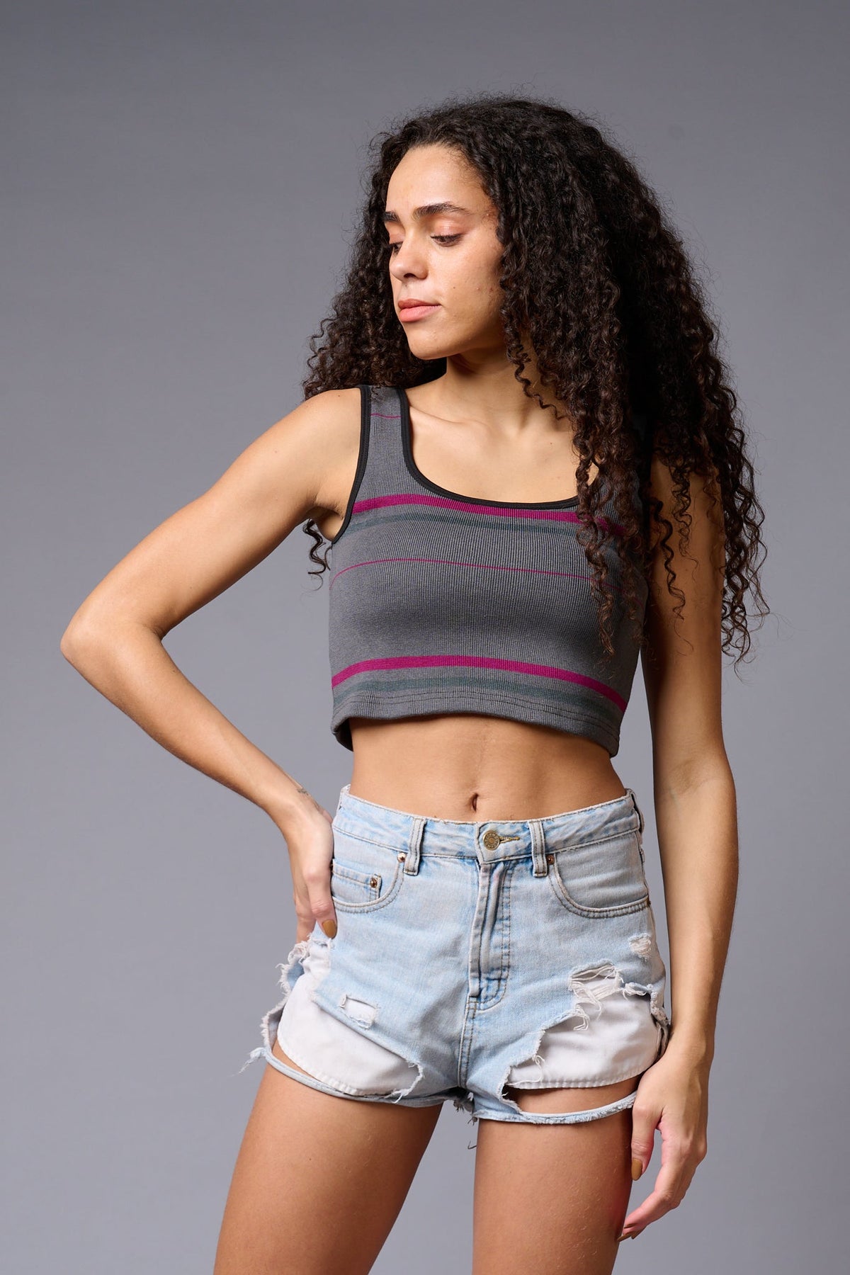 Grey Crop Top for Women - Go Devil