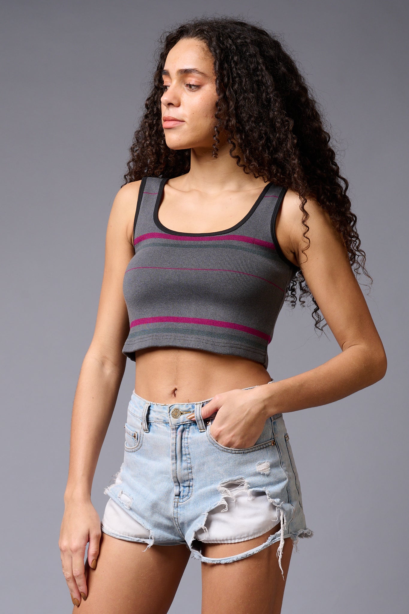 Grey Crop Top for Women - Go Devil